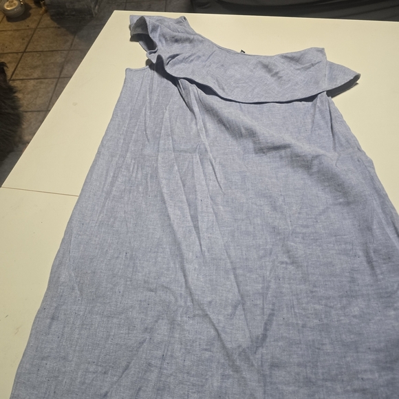 Theory One-Shoulder Dress in Soft Gray - Picture 3 of 4
